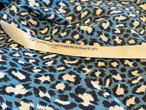 Designer Capri Blue Spotted Cat 100% Cotton 15,000 DR 75% off!! 1/4 Metre Price