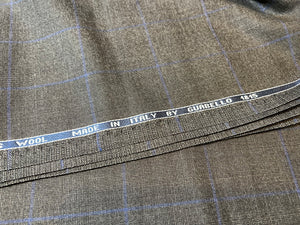 FF#52 Grey & Blue Check 100% Wool Remnant Super 130's  75% off!!
