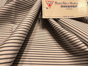 FF#261 Grey Pinstripe on White  100% Cotton Shirting Remnant 75% off!!
