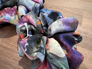 Abstract Floral Silk & Viscose Scrunchie