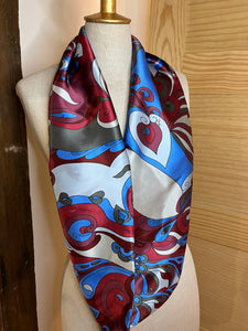 Designer Burgundy & Royal 100% Silk Scarf