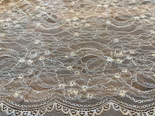Load image into Gallery viewer, Ivory Double Scalloped Chantilly Lace.  1/4 Metre Price