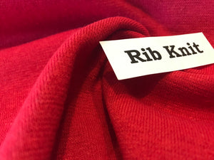 Red Rib Knit 48% Polyester 48% Cotton 4% Spandex     1/4 Meter Price