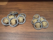 Load image into Gallery viewer, Exclusive Silver Ring &amp; Matt Gold Medusa Metal Buttons