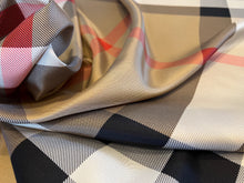 Load image into Gallery viewer, Designer Extra Large Tan Check 100% Silk Twill.   1/4 Metre Price