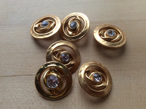 Gold Metal with Rhinestone Button     Price per Button