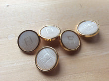 Load image into Gallery viewer, Designer Gold Rimmed Beige Button.   Price per Button