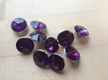 Load image into Gallery viewer, Purple Rhinestone Shank Button.   Price per Button