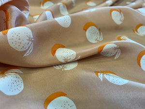 Designer Peach & Cream Amora Tangerine 100% Silk Crepe de Chine.   1/4 Metre Price