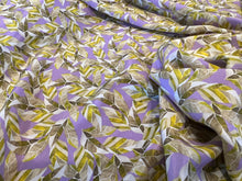 Load image into Gallery viewer, Abstract leaves in Lavender &amp; Green 100% Silk Crepe de Chine   1/4 Metre Price