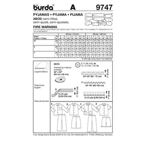 Burda #9747 Sewing Pattern Size 3 - 15