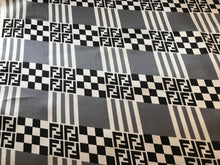 Load image into Gallery viewer, Grey &amp; Black Designer Stretch 100% Silk Charmeuse    1/4 Metre Price