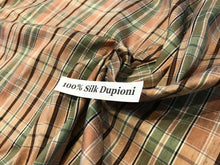 Load image into Gallery viewer, #852 Green Pink Plaid 100% Silk Dupioni Remnant.  3x available