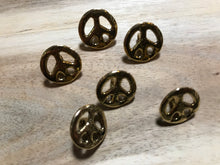 Load image into Gallery viewer, Antique Gold Peace Sign Button.   Price per Button