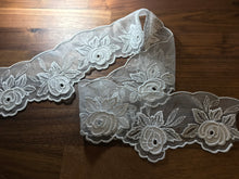 Load image into Gallery viewer, Floral Organza Scalloped Trim.  Price per piece