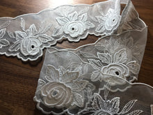 Load image into Gallery viewer, Floral Organza Scalloped Trim.  Price per piece