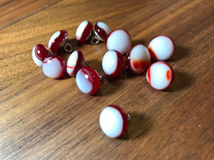 Red Mix Glass Ball Button with Shank