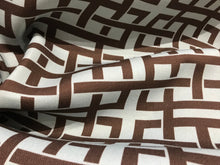 Load image into Gallery viewer, #1022  Menara Brown &amp; Aqua 100% Linen Geometric Remnant 2x available