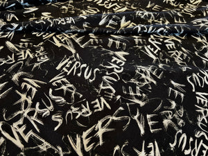 Designer Black & White Graffiti 100% Cotton Shirting.   1/4 Metre Price