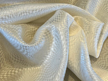 Load image into Gallery viewer, White Geometric Orbit 100% Silk Jacquard.   1/4 Metre Price