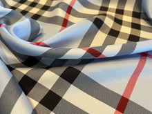 Load image into Gallery viewer, Designer Large Baby Blue Check 100% Silk Twill.   1/4 Metre Price