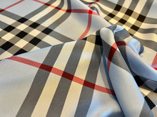 Load image into Gallery viewer, Designer Large Baby Blue Check 100% Silk Twill.   1/4 Metre Price