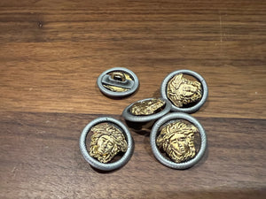 Exclusive Silver Ring & Matt Gold Medusa Metal Buttons