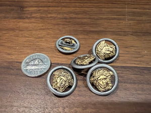 Exclusive Silver Ring & Matt Gold Medusa Metal Buttons