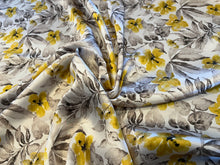 Load image into Gallery viewer, Digital Yellow Floral 100% Silk Charmeuse.  1/4 Metre Price