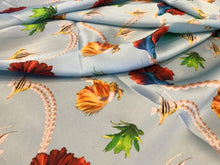 Load image into Gallery viewer, #1100 Tropical Fish &amp; Pearls 100% Silk Digital Print Remnant