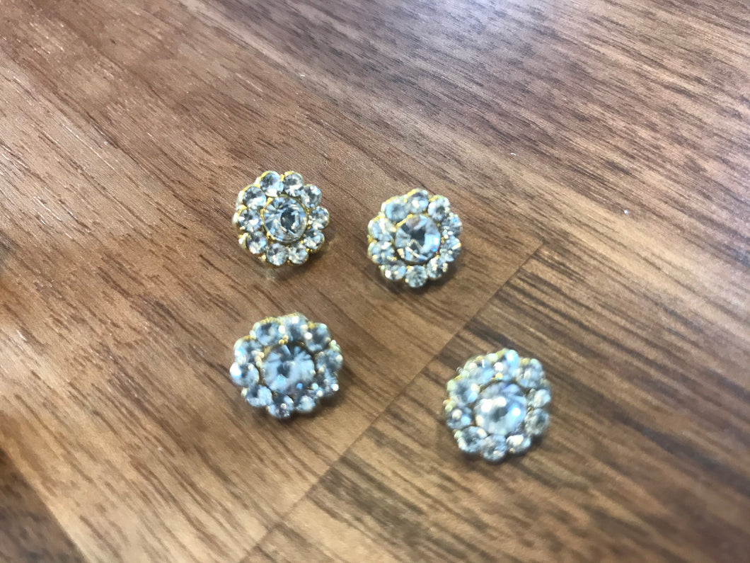 Gold & Diamond Flower Rhinestone Button.   Price Per Button