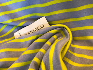 Citrine & Lavender Stripe Knit 2 way Stretch 67% Bamboo Rayon 28% Cotton 5% Spandex 1/4 Metre Price