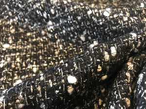 Black,Silver & White Couture Tweed  35% Wool 15% Acrylic 15% Polyester 10% Mohair 10% Alpaca 10% Cotton 5% Other