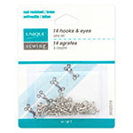 Hooks & Eyes Silver - size 1 - 14 sets 3032310