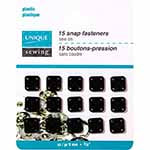 Square Snap Fasteners Black - size 9mm (3/8