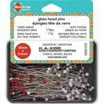 Heirloom Glass Head Pins red/white 175 pcs - 35mm (13⁄8″) 3063103