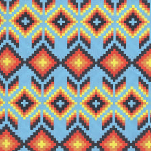 Load image into Gallery viewer, Indigenous Turquoise Aztecs 100% Cotton.  1/4 Metre Price