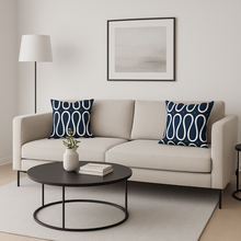 Load image into Gallery viewer, Designer Blue &amp; White Ribbon Square Pillows    Price per Pillow Cover