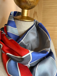 Designer Dove Grey & Blue 100% Silk Scarf