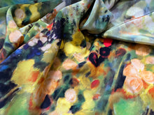 Load image into Gallery viewer, Italian Monet Floral 100% Silk Crepe de Chine     1/4 Metre Price