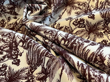 Load image into Gallery viewer, White &amp; Burgundy Palm Tree Toile 100% Cotton Twill  1/4 Metre Price