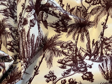Load image into Gallery viewer, White &amp; Burgundy Palm Tree Toile 100% Cotton Twill  1/4 Metre Price