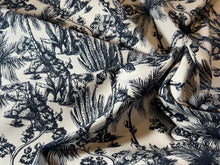Load image into Gallery viewer, White &amp; Navy Palm Tree Toile 100% Cotton Twill  1/4 Metre Price