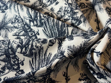 Load image into Gallery viewer, White &amp; Navy Palm Tree Toile 100% Cotton Twill  1/4 Metre Price