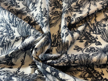 Load image into Gallery viewer, White &amp; Navy Palm Tree Toile 100% Cotton Twill  1/4 Metre Price