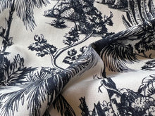 Load image into Gallery viewer, White &amp; Navy Palm Tree Toile 100% Cotton Twill  1/4 Metre Price