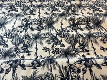Load image into Gallery viewer, White &amp; Navy Palm Tree Toile 100% Cotton Twill  1/4 Metre Price