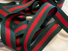 Load image into Gallery viewer, Designer Green &amp; Red Grosgrain Ribbon 7/8" Wide.