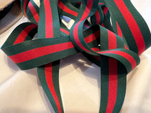 Load image into Gallery viewer, Designer Green &amp; Red Grosgrain Ribbon 7/8" Wide.