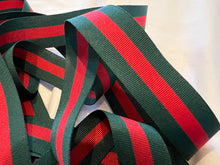 Load image into Gallery viewer, Designer Green &amp; Red Grosgrain Ribbon 7/8" Wide.